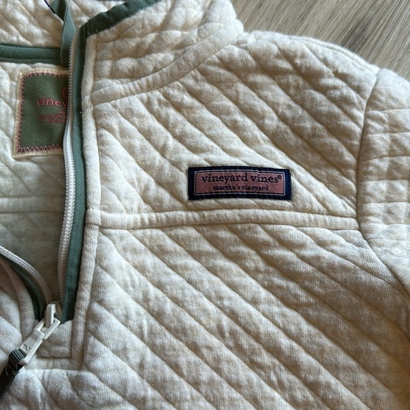 Vineyard Vines Youth Ivory Quilted Quarter Zip Pullover Size M (10-12) - Picture 3 of 4